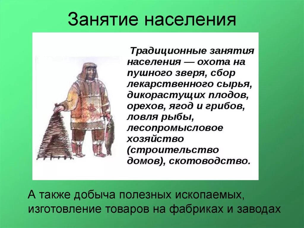 Коренное население природной зоны занимается. Занятия населения тайги. Занятия населения. Основные занятия населения. Жители тайги занятие населения.