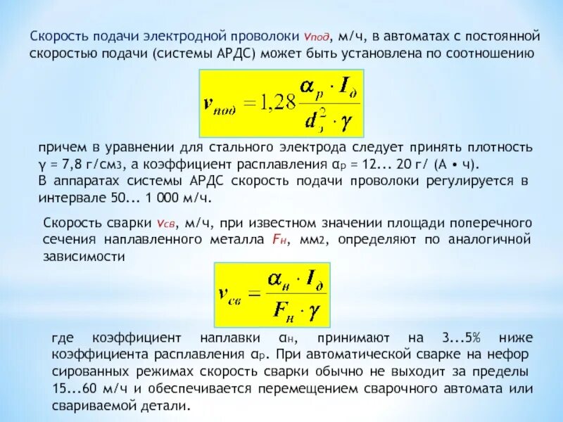 Скорость подачи м мин