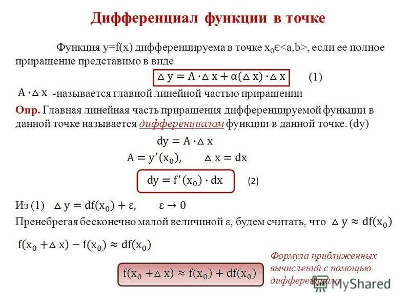 Дифференциал функции в точке ч0. Дифференциал функции y=3x-2/1-4x. Дифференциал функции в точке (1;1). Дифференциал функции dy функции у х. Y 9y 0