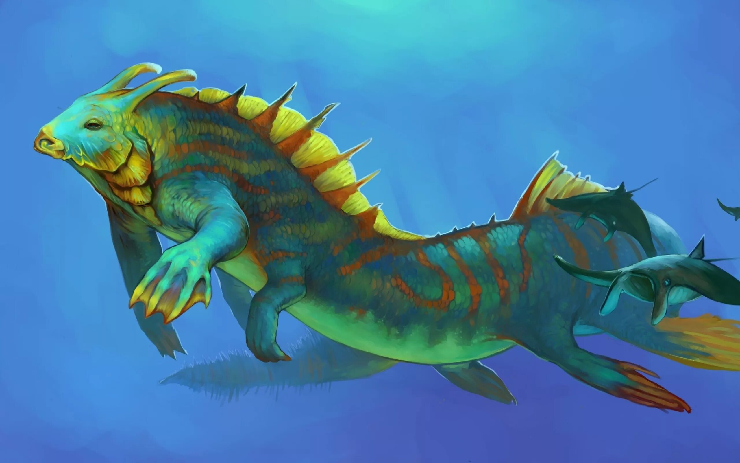 Морские ящеры. Левиафан динозавр. Фантастические рыбы. Морской дракон.