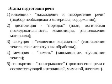Этапы подготовки речи
