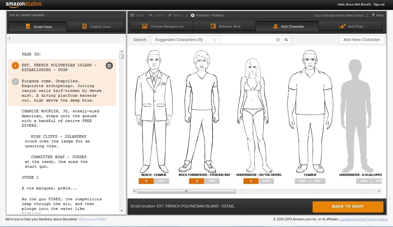 Like script. Amazon Storywriter. Amazon Storywriter персонажи.