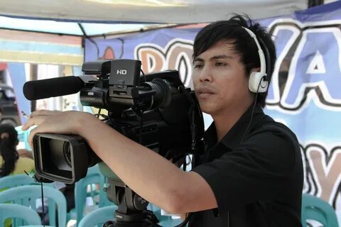 Reporter, camera, operator camera photography. 