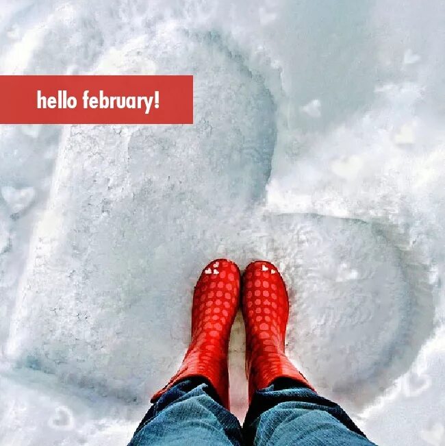 Зима с надписью hello February. Hello February картинка. Снежная валентинка. Hello февраль.