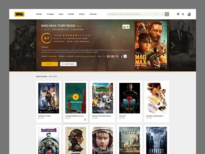 IMDB. Movie Design. Movie site Design. Movie сайт