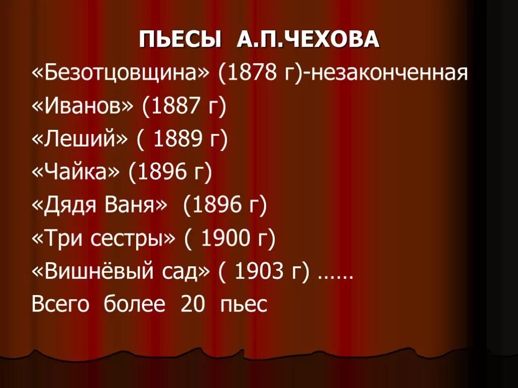 10 названий произведений. Пьесы Чехова. Пьесы Чехова список. Произведения а п Чехова. Известные пьесы Чехова.