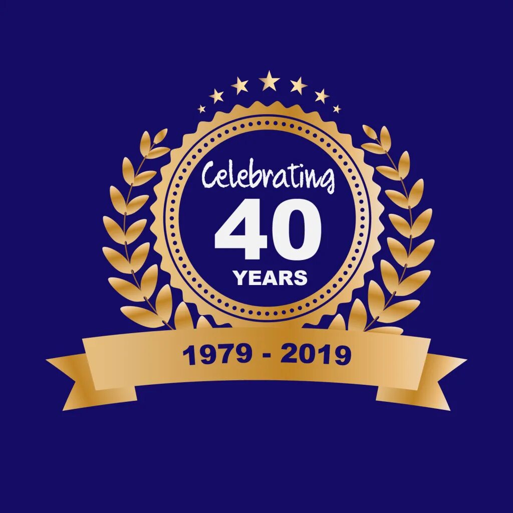 40 years of being. 40 Years. Celebrate 40 years. 40 Years logo. In Celebration of 40 years.