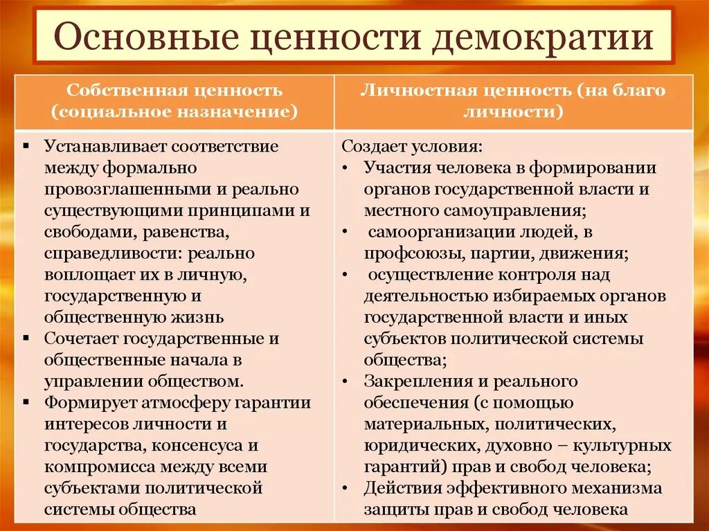 Каковы основные ценности демократии