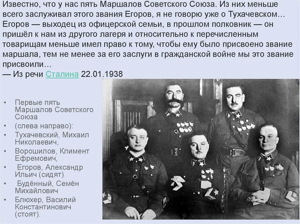 Сколько было маршалов советского. Пять маршалов ссср репрессии. первые советские маршалы. первые 5 маршалов ссср.