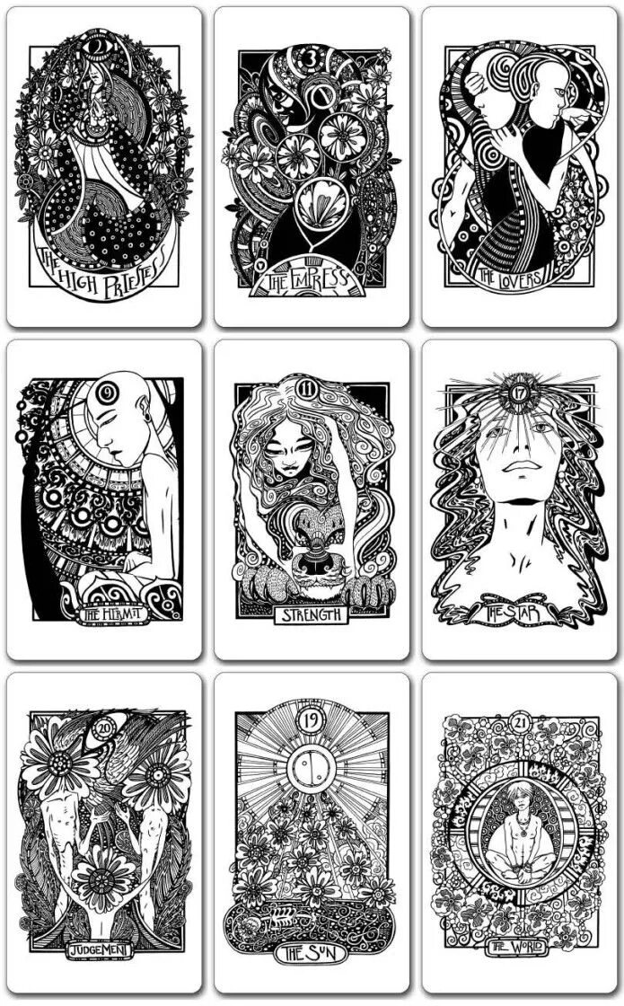 Черные карты распечатать. Колода Таро Tattoo Tarot. Черно белая колода Уэйта Таро печать. Изображение карт Таро. Распечатка карт Таро.