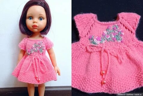 Платье спицами для куклы 43 см