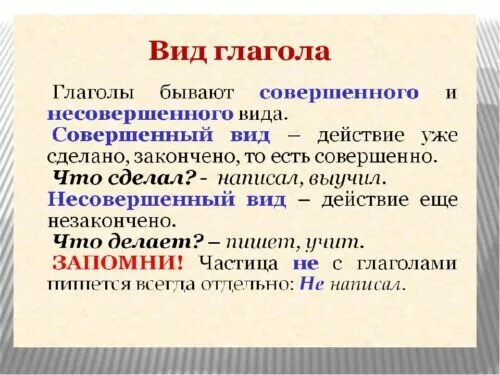 Виды глаголов в русском языке. Совершенный вид и несовершенный вид глагола. Тест совершенный и несовершенный вид глагола