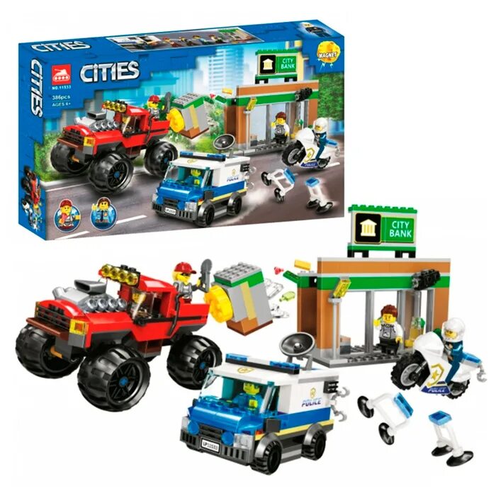 Конструктор сити 10658. Cities ограбление. Конструктор lepin сити (city) ограбление на бульдозере 02019 605 детали. Артикул 403-34-01. Cities ограбление.