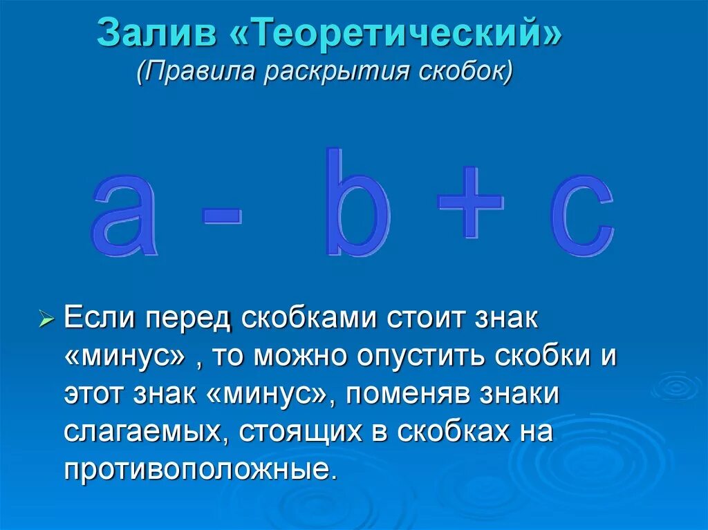 Раскрытие скобки перед которой стоит минус