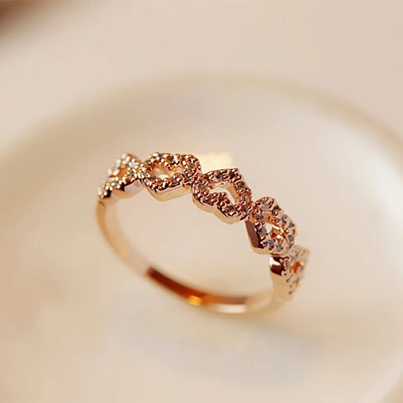 Trendy Women rings Engagement Wedding Rings Gold-color Stone Ring Jewelry Gift C