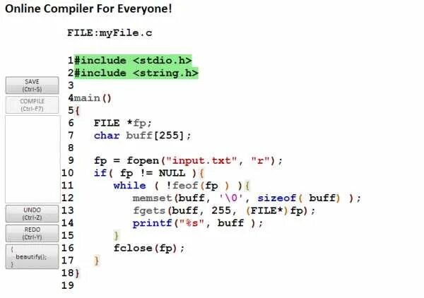Compiling editor