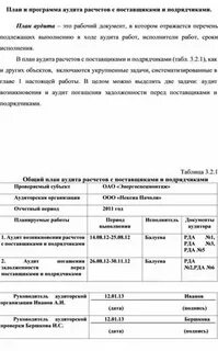 Программа аудита пример