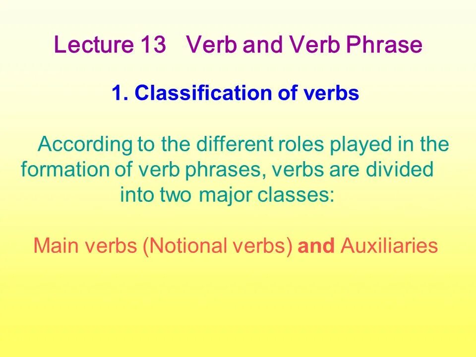 Verbs function. Morphological classification of verbs. (Notional verbs), (Semi-notional and functional verbs).. Lexical classification of verbs. Semi notional verbs.
