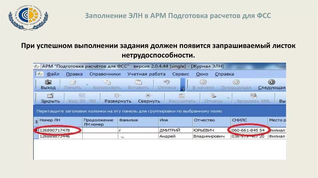 Код подчиненности в сфр. Заполнение больничного листа в программе АРМ ФСС. ФСС программа для больничных листов. Программа АРМ ФСС. Статус больничного листа в ФСС.