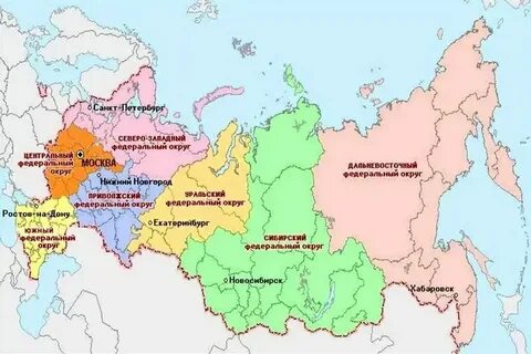 Карта федеральных округов москвы