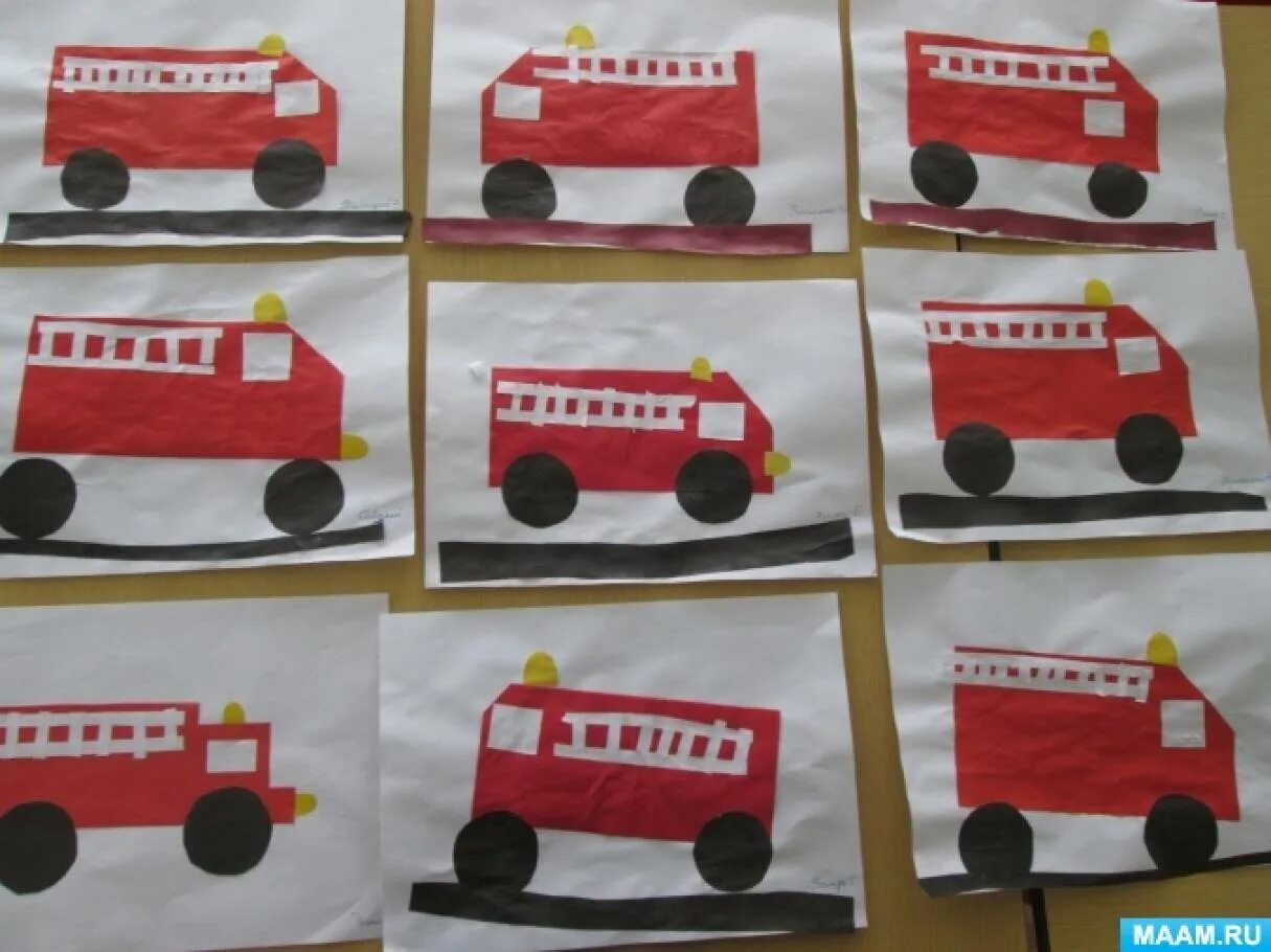 Пожарная машина младшая группа. Аппликация пожарная машина в средней группе. Аппликация пожарная машина в старшей группе. Пожарная машина аппликация для детей подготовительной группы. Аппликация пожарная машина в младшей группе.
