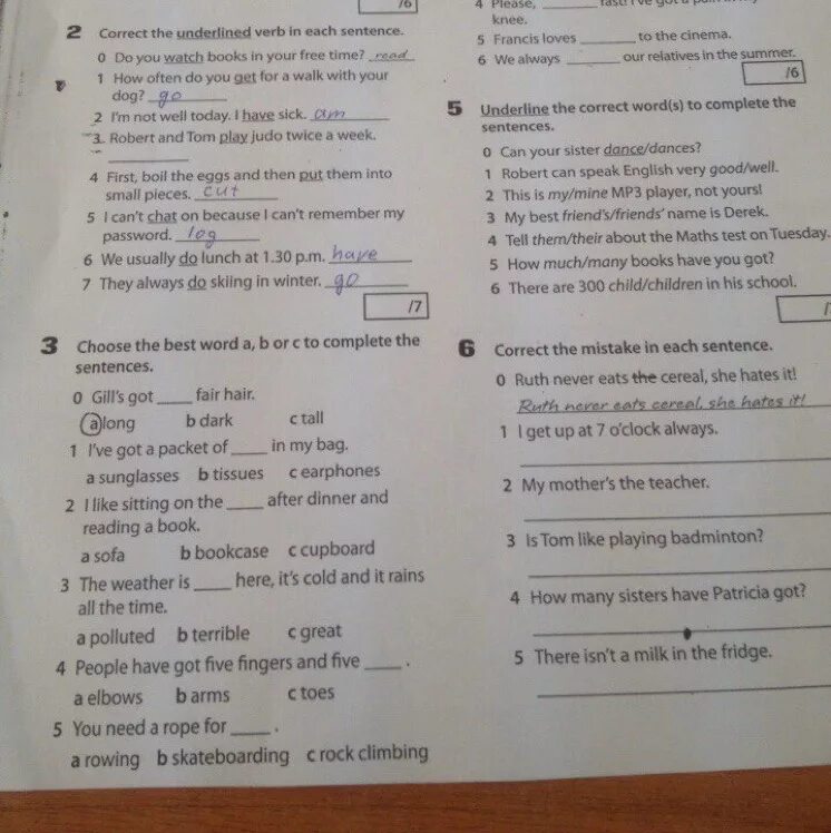 Underline the correct Word. 2 Underline the correct Word. Underline the correct verb. Underline the correct Word in each sentence 7 класс ответы.