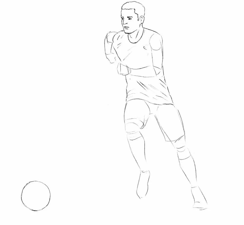 Спортсмен в движении рисунок. Футболист рисунок. Рисунок футболиста с мячом. Футболист рисунок карандашом. Нарисовать футболиста карандашом.
