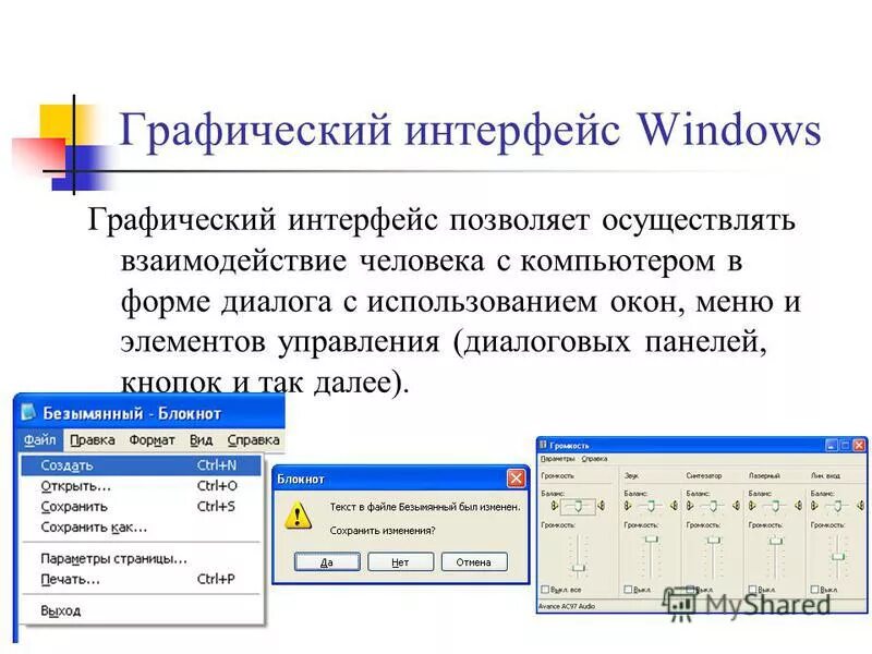 Графических элементов управления характерно для. Элементы управления виндовс. Графический пользовательский Интерфейс. Графический пользовательский Интерфейс Windows. Графические элементы управления диалогового окна.