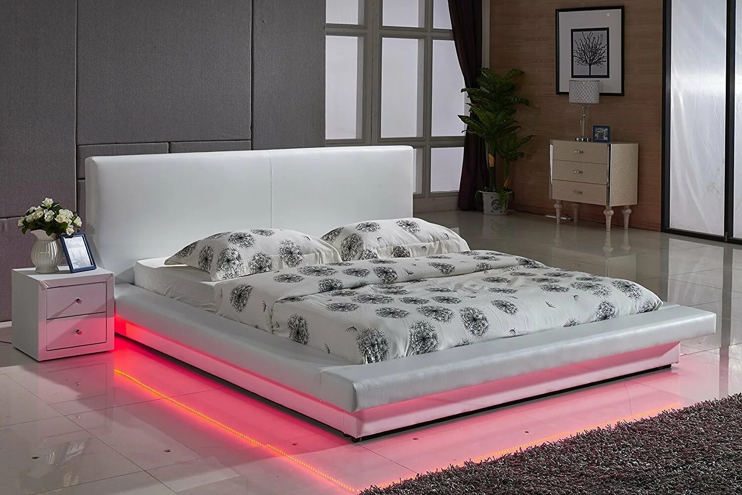 Кровать с подсветкой гамма BMS. Xiaomi 8h Milan. Кровать двуспальная с подсветкой. Красивые современные кровати.