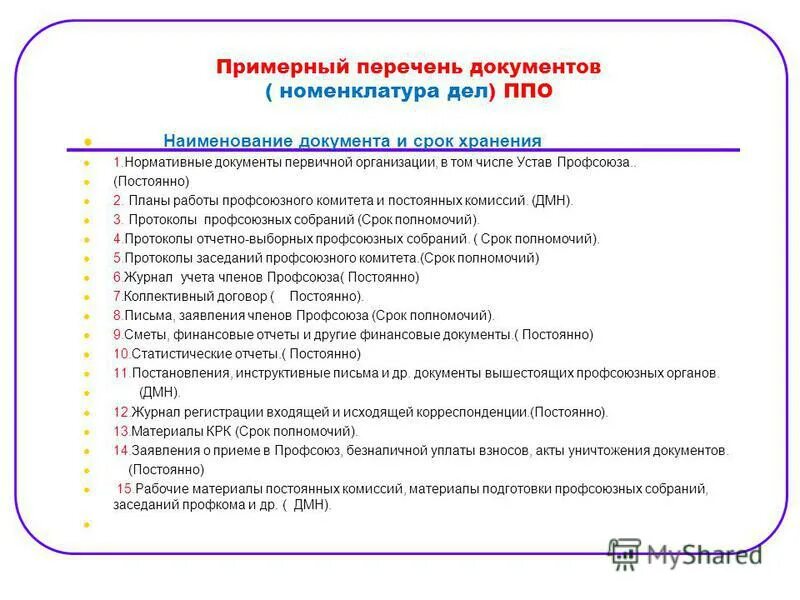 Номенклатура дел дмн, эпк. Дмн в номенклатуре. Документы первичной профсоюзной организации. Срок хранения дмн. Срок хранения дмн.