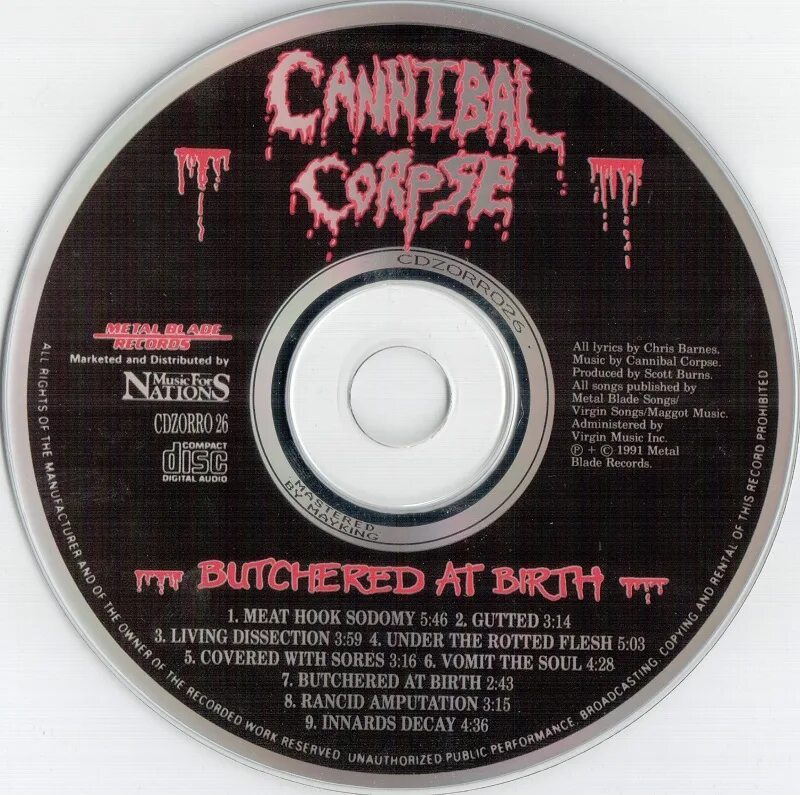 Cannibal Corpse Butchered at Birth альбом.