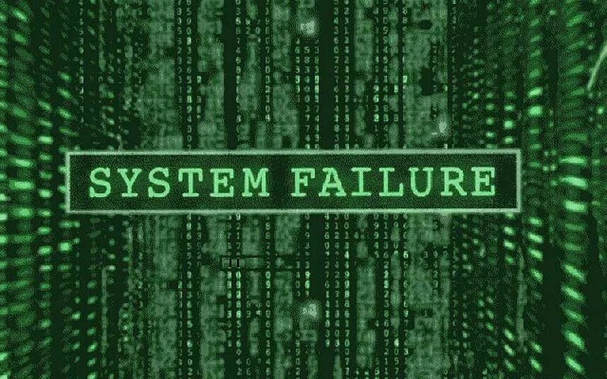 Click failed. Матрица отказ систем. Матрица System failure. Сбой системы. Сбой системы картинка.