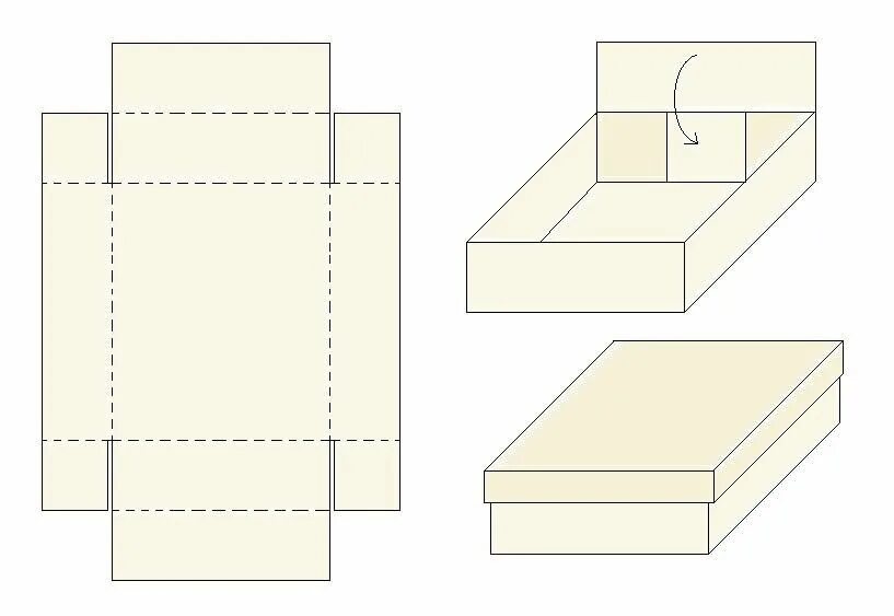 Сделать коробочку из бумаги без клея. Развёртка коробки без крышки. Развертка коробочки с крышкой. Чертёж коробки из картона. Макет коробки с крышкой.