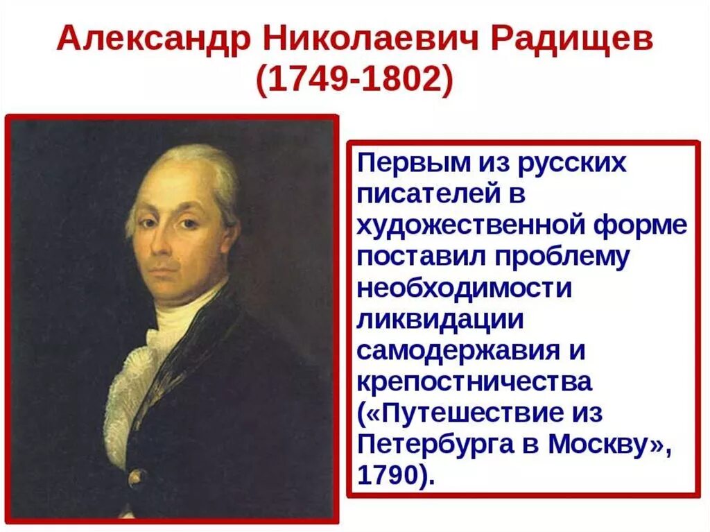 Каким произведением радищева. А Н Радищев вклад. А.Н. Радищева (1749-1802). А. Радищев(1749–1802).