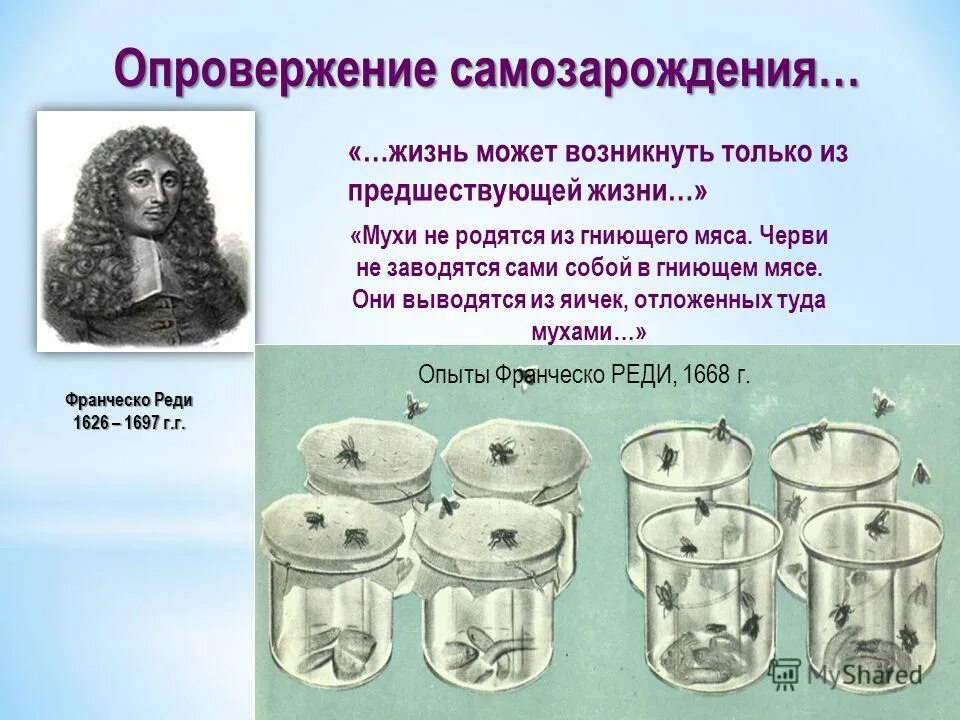 Франческо реди теория самозарождения. Франческо реди опыт с мясом. Франческо реди 1626 -1698.