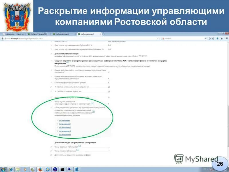 Раскрытие информации управляющей