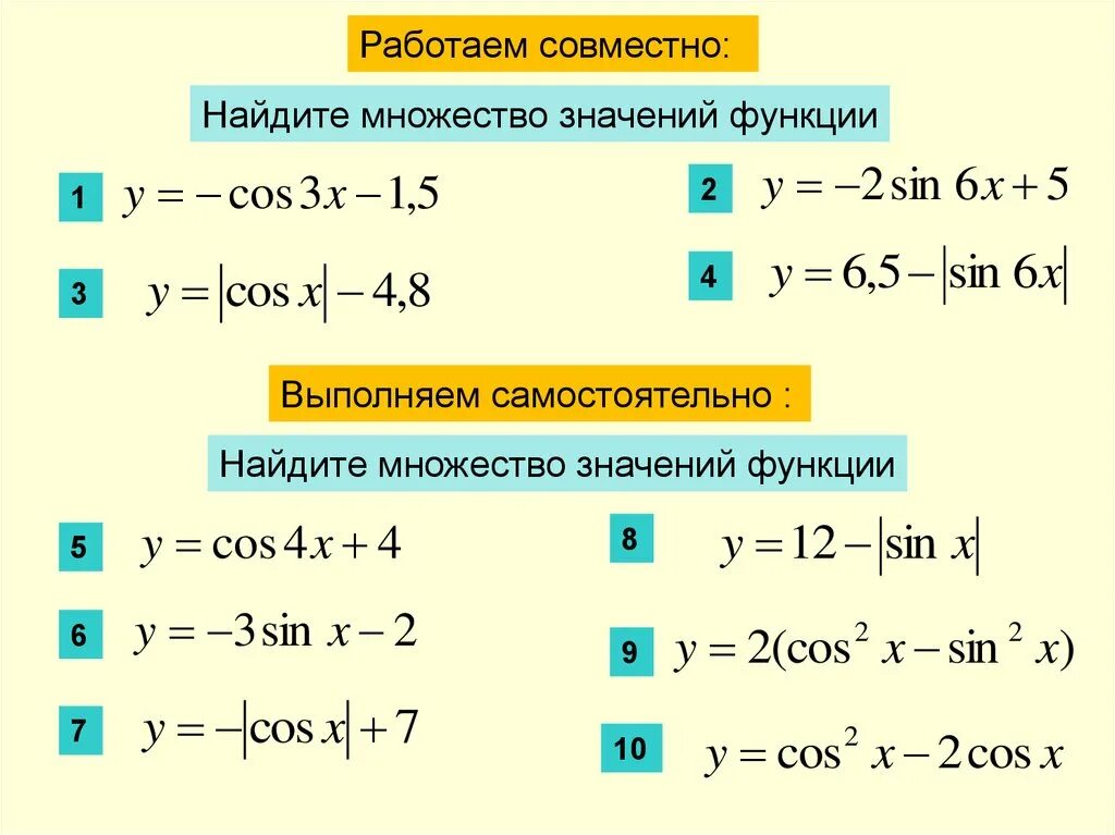 Как находить множество значений функции 10 класс. Нахождение области определения тригонометрических функций. Как найти множество значений функции по формуле. Область определения тригонометрической функции синуса. 2 найдите область значений функции