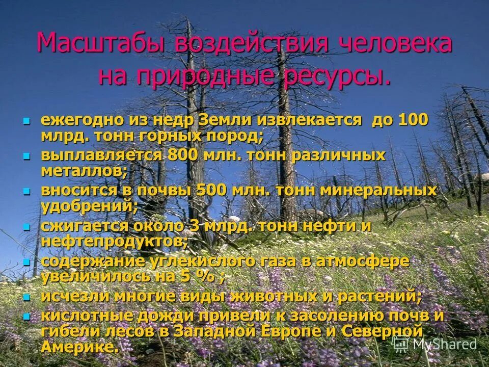 Влияние хозяйственной деятельности на природные ресурсы