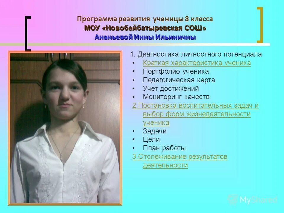 Программа индивидуального развития учащегося