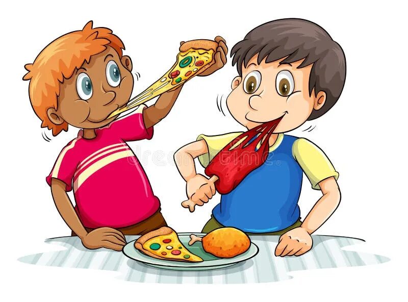 They were eating. Голодный мальчик. Голодный мальчик ест. Мальчик голодный иллюстрация. Голодный мультяшка.