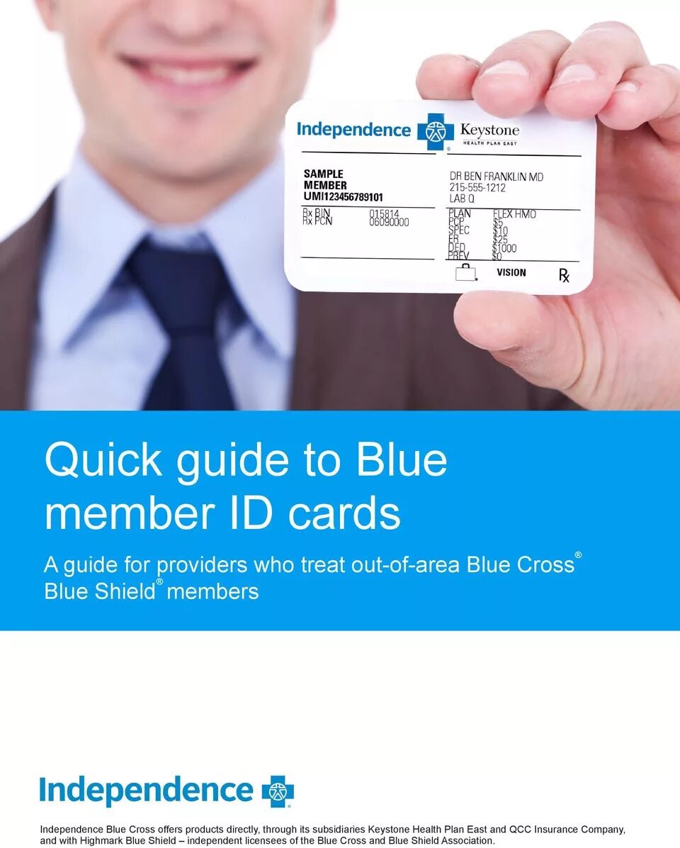 Membership Card. Blue Card. Blue Cross Blue Shield Card. Identity Card. Member id