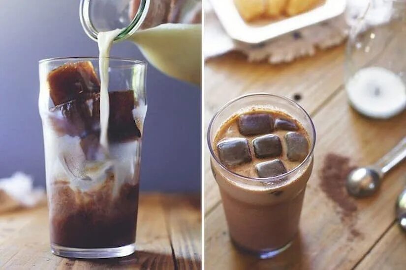 Какое кофе пьют холодным. Холодный кофе. холодный кофе с молоком и льдом. замороженный кофе. кофейные кубики льда.