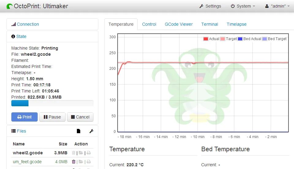 Admin connected. OCTOPRINT. OCTOPRINT Интерфейс. OCTOPRINT аналоги. Octo Print.