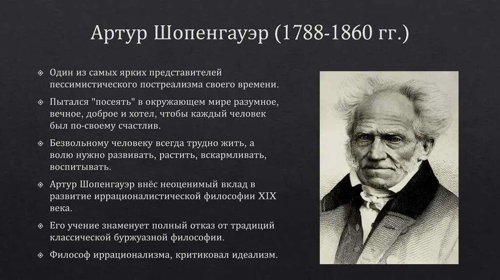 Идеи Шопенгауэра кратко. Философия Артура Шопенгауэра. Воля к жизни шопенгауэра