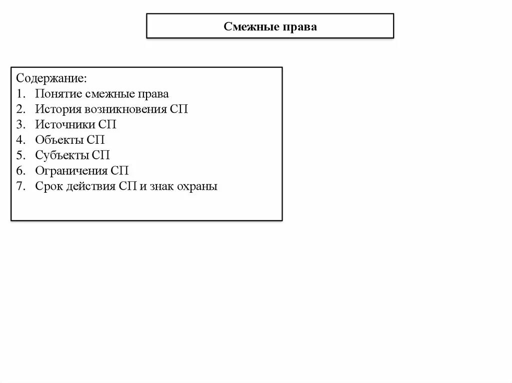 Содержание смежных прав. Источники СП.