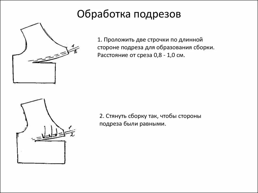 Сборка сшивание швейного изделия 2 класс. Обработка подреза. обработка подрезов в швейных изделиях. подрез это в шитье. строчка для образования сборок.