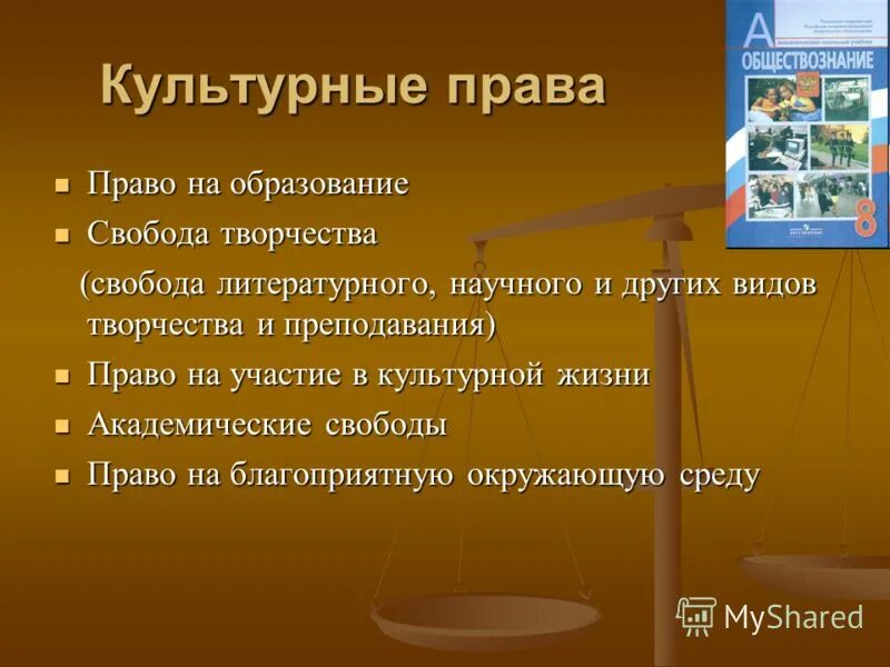 Право человека на образование относится к правам. Культрныерава человека.