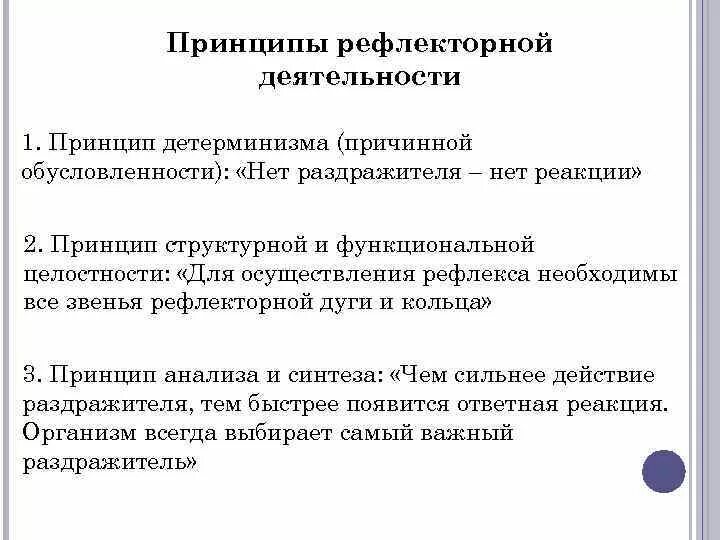 Принцип рефлекса. Принципы рефлекторной деятельности. Принципырефлеторной деятельности. Принципы условно рефлекторной деятельности. Рефлекс принципы рефлекторной деятельности.