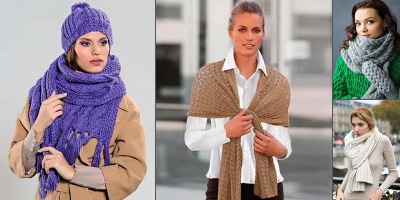 модный вязаный шарф спицами