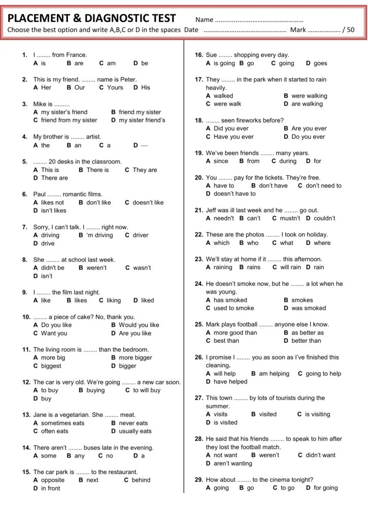 Quick test english. Elementary pre Intermediate Placement Test ответы. Placement Test a1-a2. Elementary pre Intermediate Placement Test. English Grammar Placement Test ответы.